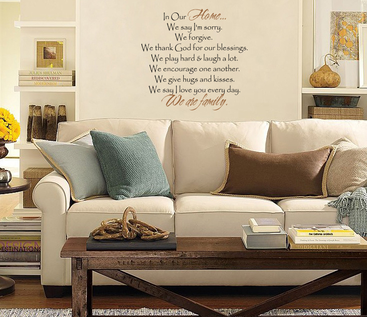 In Our Home We Are Family Design Wall Decal