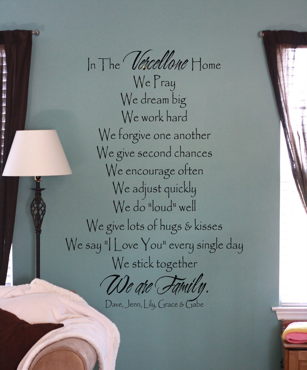 In The Home Family Individual Names Wall Decal