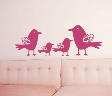 Squiggle Birds Wall Decal
