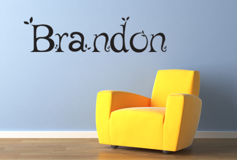 Monogram Leafy Name Wall Decal