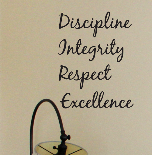 Discipline Integrity Respect Excellence Wall Decal  