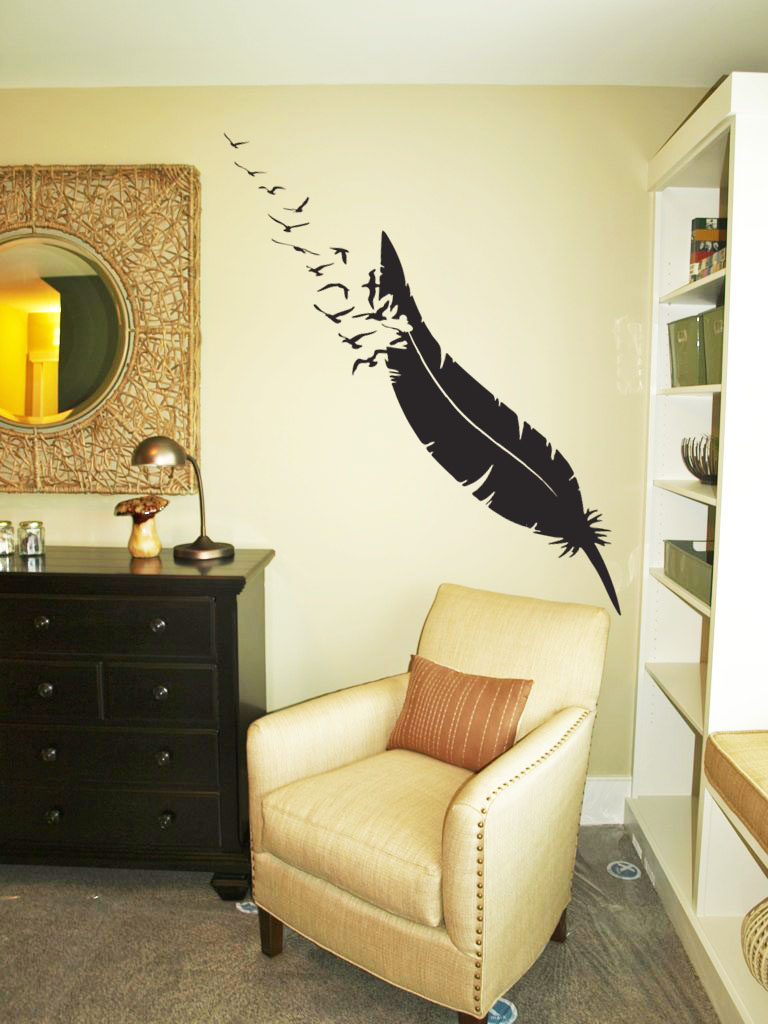 Giant Feather Flock Wall Decal