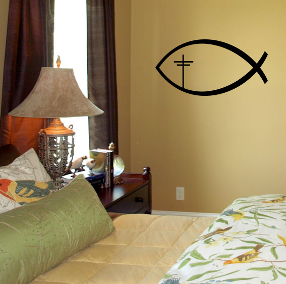 Christian Fish with Cross Wall Decal 