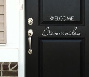 Bienvenidos welcome entryway front door decal wall decal, welcome in  spanish, spanish door sign