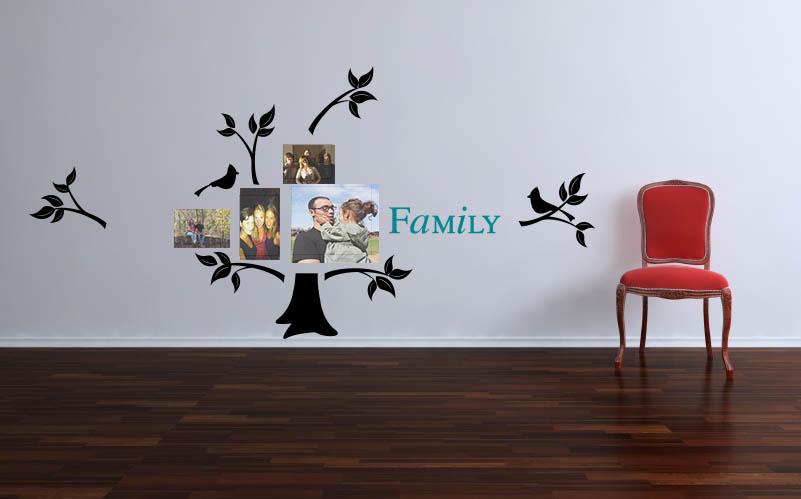 Family Photo Tree 5 With Leaves on The Branches Wall Decal 