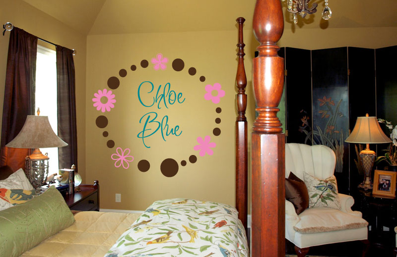 Circle Flower Name Wall Decal