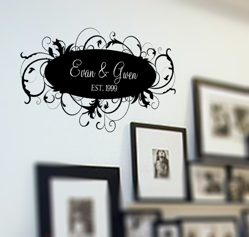 Script Names & Date Frame  Wall Decal 