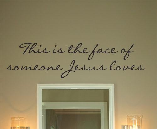 Face Jesus Loves Cursive Wall Decal