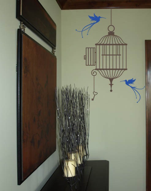 Open Birdcage and Birds Wall Decal