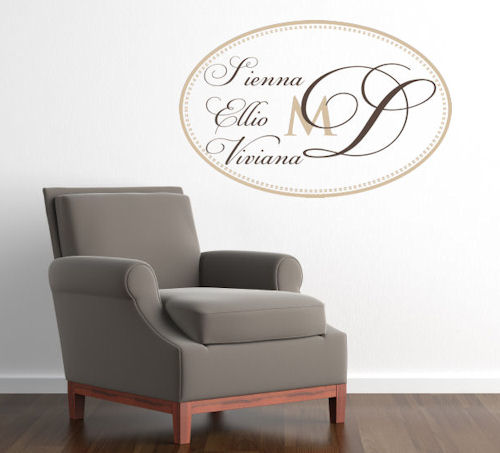 Three Name Monogram Wall Decals  