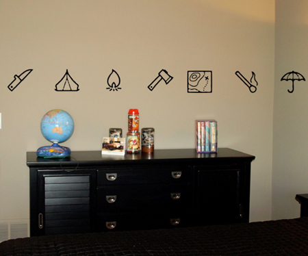 Assorted Camping Symbols Wall Decals 