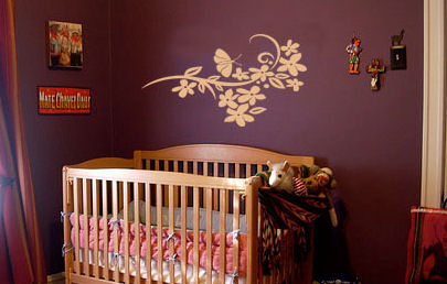 Butterfly & Flower Branch Wall Decal